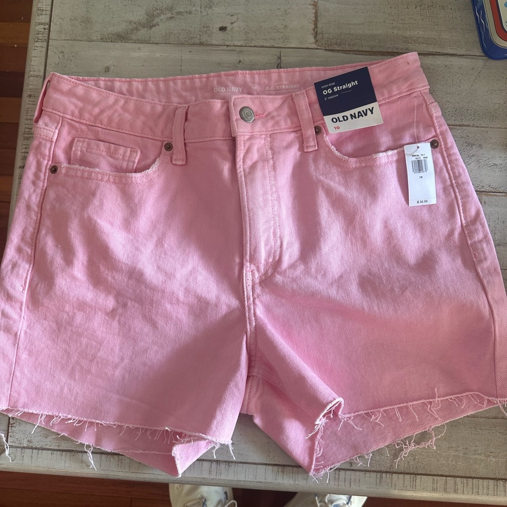 Old Navy Women's OG Straight High Pink Jean Shorts